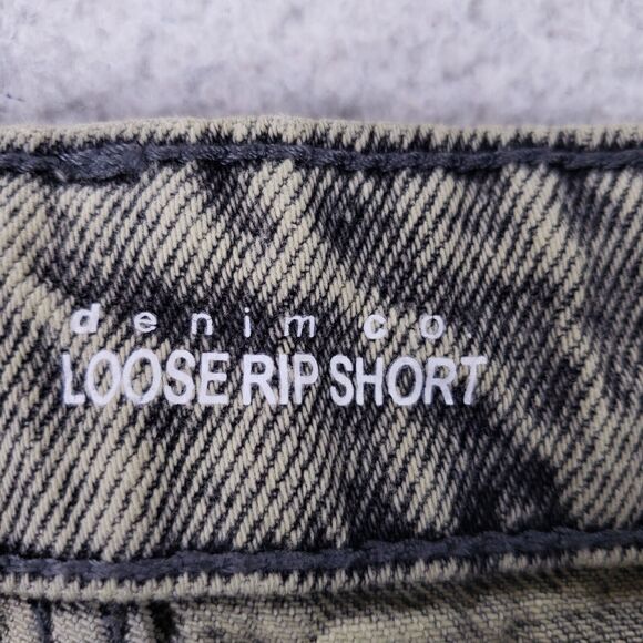 Denim Co Jean Shorts Denim Cotton Mens SZ 34 Blue Yellow VTG 90s Button Fly Y2K - Picture 9 of 12